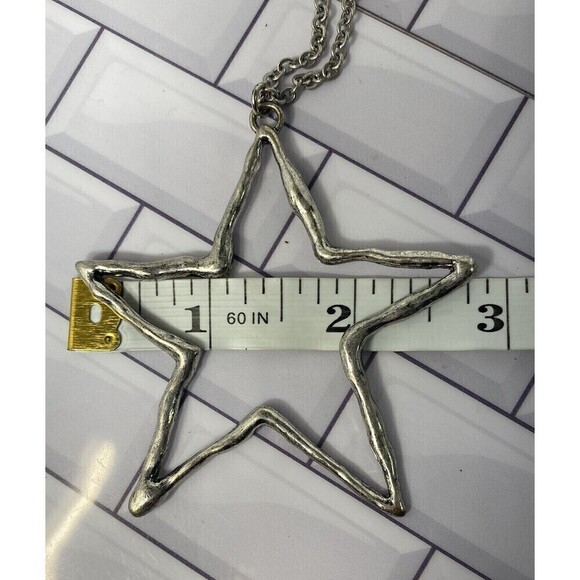 Star Womens Necklace Silver Tone Set Size 36in Hammered Style Celestial Cosmic - Picture 8 of 9